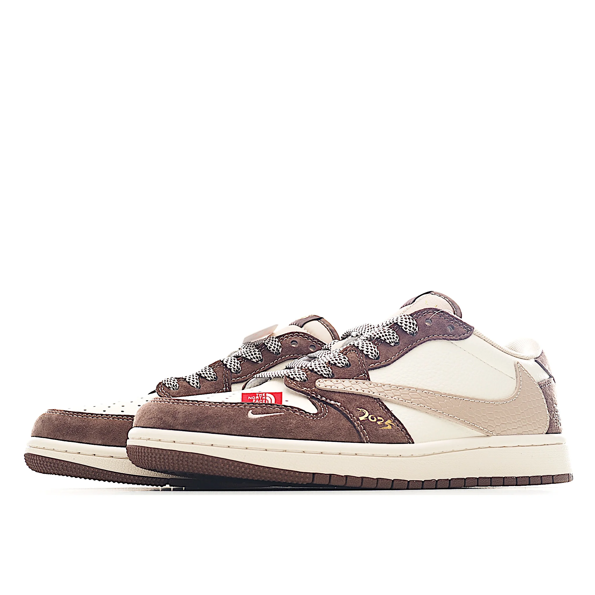 Travis Scott x Nike Air Jordan 1 Low x The North Face “Mocha Reverse” Low Top Sneakers