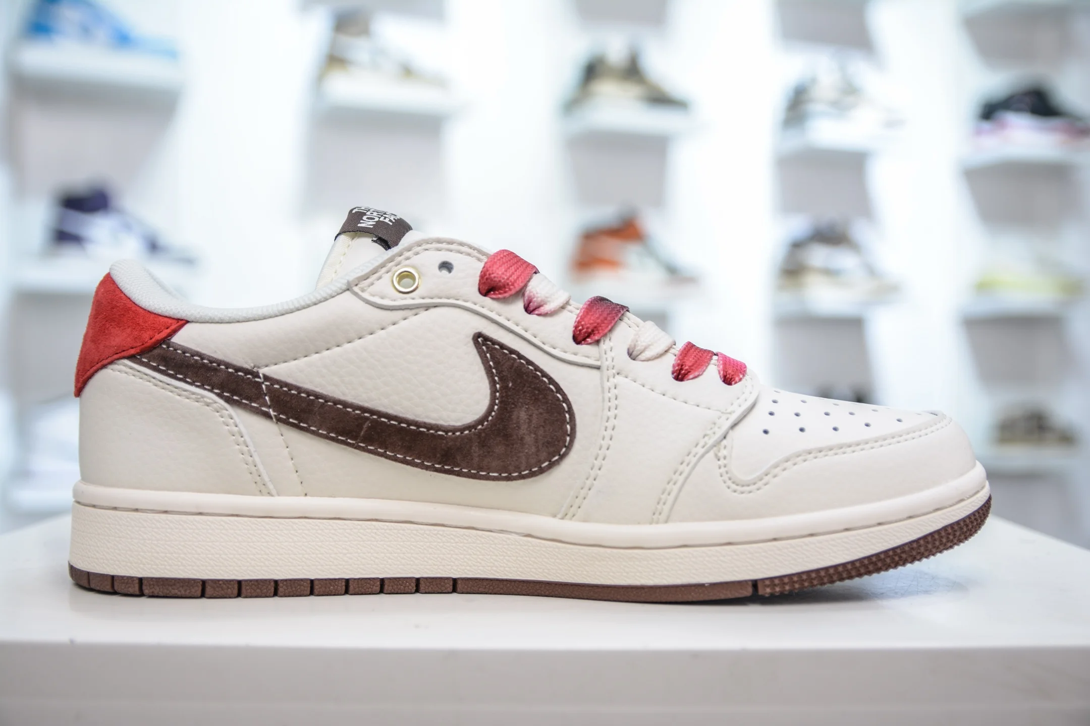 The North Face x Supreme x Travis Scott x Air Jordan 1 Low – Mocha Red Tag Custom Edition